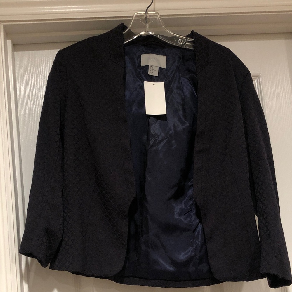 Women’s Black Textured Open Blazer Jacket